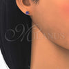Oro Laminado Stud Earring, Gold Filled Style with Amethyst Cubic Zirconia, Polished, Golden Finish, 02.284.0010.3