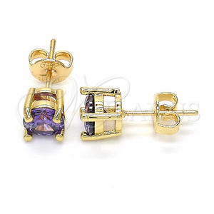 Gold Filled Ring — Stud Earring with Amethyst Cubic Zirconia Polished 02. — main product view — SKU 123247 | Oro Laminado anillo — Stud Earring with Amethyst Cubic Zirconia pulido 02. — SKU 123247