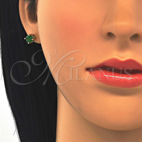 Gold Filled Ring — Stud Earring with Fern Green Cubic Zirconia Polished — alternate product view — SKU 123249 | Oro Laminado anillo — Stud Earring with Fern Green Cubic Zirconia pulido — SKU 123249
