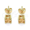 Oro Laminado Stud Earring, Gold Filled Style with Champagne Cubic Zirconia, Polished, Golden Finish, 02.284.0010.7