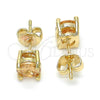 Oro Laminado Stud Earring, Gold Filled Style with Champagne Cubic Zirconia, Polished, Golden Finish, 02.284.0010.7