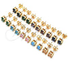 Oro Laminado Stud Earring, Gold Filled Style with Champagne Cubic Zirconia, Polished, Golden Finish, 02.284.0010.7