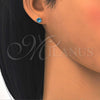 Oro Laminado Stud Earring, Gold Filled Style with Aqua Blue Cubic Zirconia, Polished, Golden Finish, 02.284.0010.10