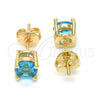 Oro Laminado Stud Earring, Gold Filled Style with Aqua Blue Cubic Zirconia, Polished, Golden Finish, 02.284.0010.10