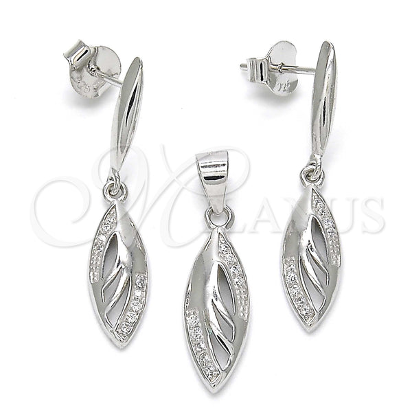 Sterling Silver Ring — Earring and Pendant Adult Set with White Micro — main product view — SKU 123256 | Plata 925 anillo — Earring and Pendant Adult Set with blanco Micro — SKU 123256
