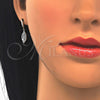 Sterling Silver Earring and Pendant Adult Set, Leaf Design, Polished, Rhodium Finish, 10.337.0003