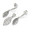 Sterling Silver Earring and Pendant Adult Set, Leaf Design, Polished, Rhodium Finish, 10.337.0003