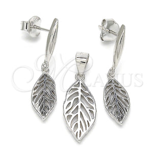 Sterling Silver Ring — Earring and Pendant Adult Set Leaf Design Polished — main product view — SKU 123257 | Plata 925 anillo — Earring and Pendant Adult Set Leaf diseño pulido — SKU 123257