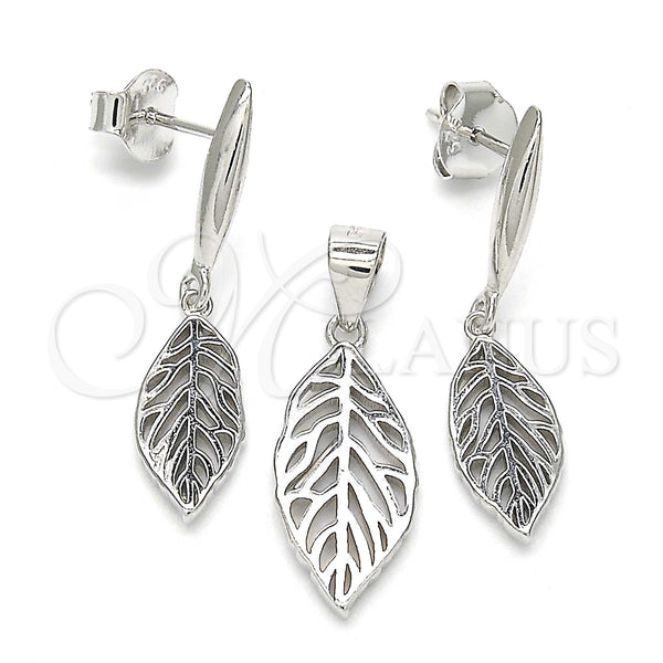 Sterling Silver Ring — Earring and Pendant Adult Set Leaf Design Polished — main product view — SKU 123257 | Plata 925 anillo — Earring and Pendant Adult Set Leaf diseño pulido — SKU 123257