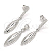 Sterling Silver Earring and Pendant Adult Set, with White Micro Pave, Polished, Rhodium Finish, 10.337.0004