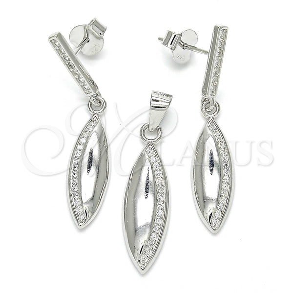 Sterling Silver Ring — Earring and Pendant Adult Set with White Micro — main product view — SKU 123258 | Plata 925 anillo — Earring and Pendant Adult Set with blanco Micro — SKU 123258