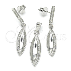Sterling Silver Ring — Earring and Pendant Adult Set with White Micro — main product view — SKU 123258 | Plata 925 anillo — Earring and Pendant Adult Set with blanco Micro — SKU 123258