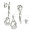 Sterling Silver Earring and Pendant Adult Set, Teardrop Design, Polished, Rhodium Finish, 10.337.0005