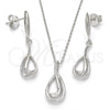 Sterling Silver Earring and Pendant Adult Set, Teardrop Design, Polished, Rhodium Finish, 10.337.0005