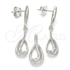 Sterling Silver Earring and Pendant Adult Set, Teardrop Design, Polished, Rhodium Finish, 10.337.0005