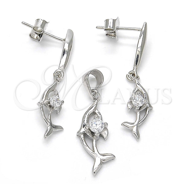 Sterling Silver Ring — Earring and Pendant Adult Set Dolphin Design with — main product view — SKU 123262 | Plata 925 anillo — Earring and Pendant Adult Set Dolphin diseño with — SKU 123262