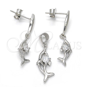 Sterling Silver Ring — Earring and Pendant Adult Set Dolphin Design with — main product view — SKU 123262 | Plata 925 anillo — Earring and Pendant Adult Set Dolphin diseño with — SKU 123262