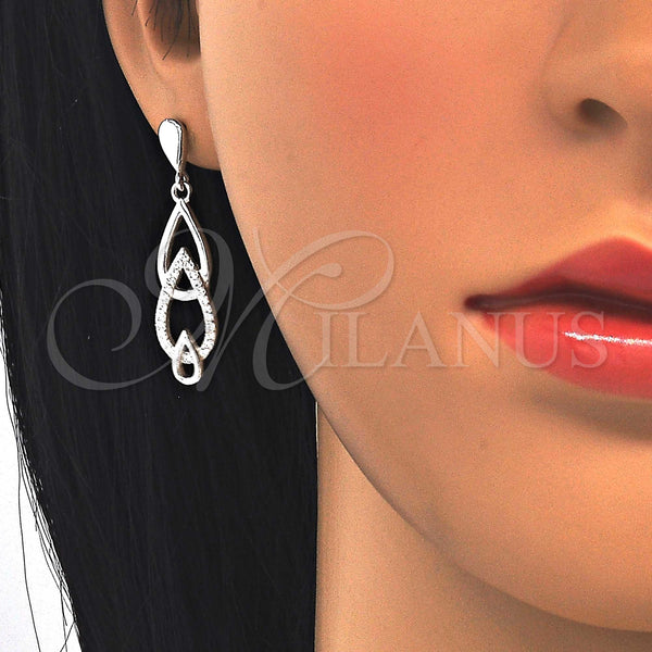 Sterling Silver Ring — Long Earring Teardrop Design with White Cubic Zirconia — alternate product view — SKU 123263 | Plata 925 anillo — Long Earring Teardrop diseño with blanco Cubic Zirconia — SKU 123263