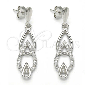 Sterling Silver Ring — Long Earring Teardrop Design with White Cubic Zirconia — main product view — SKU 123263 | Plata 925 anillo — Long Earring Teardrop diseño with blanco Cubic Zirconia — SKU 123263