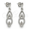 Sterling Silver Long Earring, Teardrop Design, with White Cubic Zirconia, Polished, Rhodium Finish, 02.337.0002