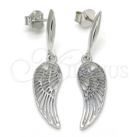 Sterling Silver Long Earring, Polished, Rhodium Finish, 02.337.0001