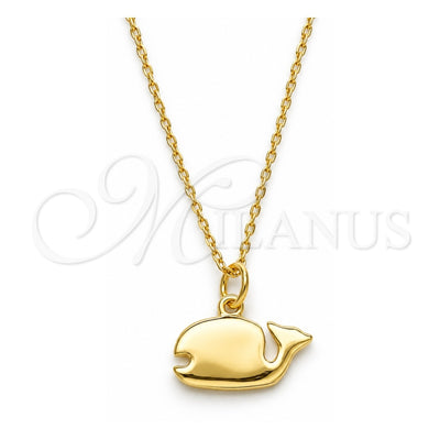 Sterling Silver Pendant Necklace, Polished, Golden Finish, 04.337.0003.1.16 (01 MM Thickness, 16 Inches Length)