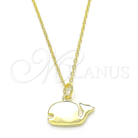 Sterling Silver Pendant Necklace, Polished, Golden Finish, 04.337.0003.1.16 (01 MM Thickness, 16 Inches Length)