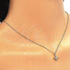 Sterling Silver Pendant Necklace, Flower Design, with White Cubic Zirconia, Polished, Golden Finish, 04.337.0007.1.16 (01 MM Thickness, 16 Inches Length)