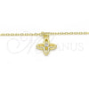Sterling Silver Pendant Necklace, Flower Design, with White Cubic Zirconia, Polished, Golden Finish, 04.337.0007.1.16 (01 MM Thickness, 16 Inches Length)