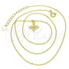 Sterling Silver Pendant Necklace, Flower Design, with White Cubic Zirconia, Polished, Golden Finish, 04.337.0007.1.16 (01 MM Thickness, 16 Inches Length)