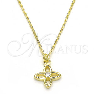 Sterling Silver Necklace — Pendant Necklace Flower Design with White Cubic Zirconia — main product view — SKU 123279 | Plata 925 collar — Pendant Necklace flor diseño with blanco Cubic Zirconia — SKU 123279