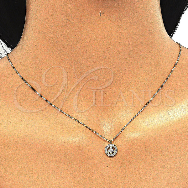 Sterling Silver Necklace — Pendant Necklace with White Cubic Zirconia Polished 04. — alternate product view — SKU 123281 | Plata 925 collar — Pendant Necklace with blanco Cubic Zirconia pulido 04. — SKU 123281