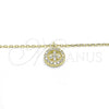 Sterling Silver Pendant Necklace, with White Cubic Zirconia, Polished, Golden Finish, 04.337.0008.1.16 (01 MM Thickness, 16 Inches Length)