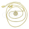 Sterling Silver Pendant Necklace, with White Cubic Zirconia, Polished, Golden Finish, 04.337.0008.1.16 (01 MM Thickness, 16 Inches Length)