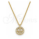 Sterling Silver Pendant Necklace, with White Cubic Zirconia, Polished, Golden Finish, 04.337.0008.1.16 (01 MM Thickness, 16 Inches Length)