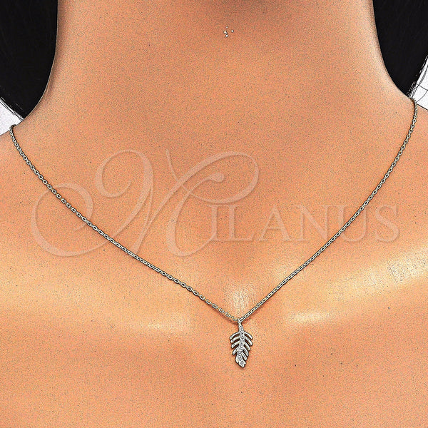 Sterling Silver Necklace — Pendant Necklace with White Micro Pave Polished 04. — alternate product view — SKU 123283 | Plata 925 collar — Pendant Necklace with blanco Micro Pave pulido 04. — SKU 123283