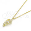 Sterling Silver Pendant Necklace, with White Micro Pave, Polished, Golden Finish, 04.337.0009.1.16 (01 MM Thickness, 16 Inches Length)