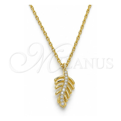Sterling Silver Pendant Necklace, with White Micro Pave, Polished, Golden Finish, 04.337.0009.1.16 (01 MM Thickness, 16 Inches Length)