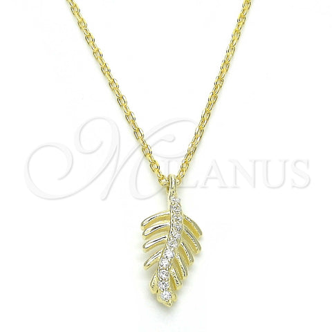 Sterling Silver Pendant Necklace, with White Micro Pave, Polished, Golden Finish, 04.337.0009.1.16 (01 MM Thickness, 16 Inches Length)