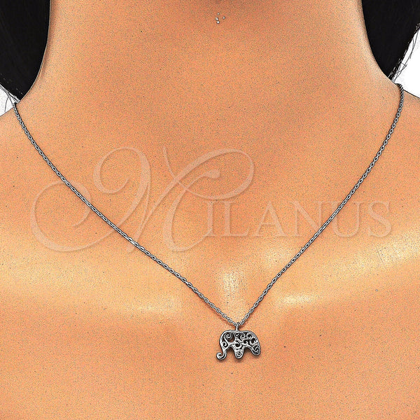 Sterling Silver Necklace — Pendant Necklace Elephant Design Polished 04. 01 MM — alternate product view — SKU 123284 | Plata 925 collar — Pendant Necklace Elephant diseño pulido 04. 01 MM — SKU 123284