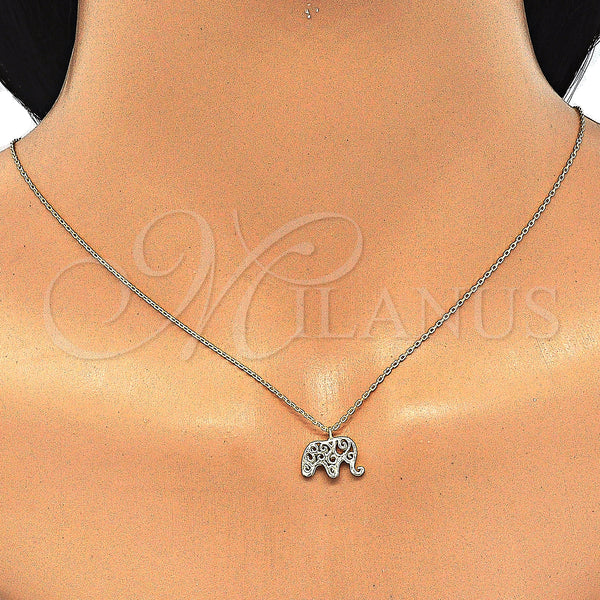 Sterling Silver Necklace — Pendant Necklace Elephant Design Polished 04. 01 MM — alternate product view — SKU 123285 | Plata 925 collar — Pendant Necklace Elephant diseño pulido 04. 01 MM — SKU 123285
