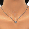 Sterling Silver Pendant Necklace, Eiffel Tower Design, with White Cubic Zirconia, Polished, Rhodium Finish, 04.337.0012.16 (01 MM Thickness, 16 Inches Length)