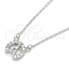 Sterling Silver Pendant Necklace, Eiffel Tower Design, with White Cubic Zirconia, Polished, Rhodium Finish, 04.337.0012.16 (01 MM Thickness, 16 Inches Length)