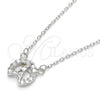 Sterling Silver Pendant Necklace, Eiffel Tower Design, with White Cubic Zirconia, Polished, Rhodium Finish, 04.337.0012.16 (01 MM Thickness, 16 Inches Length)