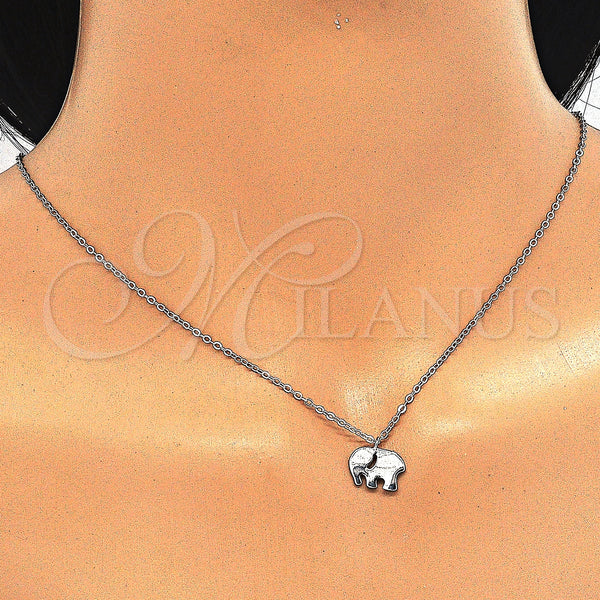 Sterling Silver Necklace — Pendant Necklace Elephant Design Polished 04. 01 MM — alternate product view — SKU 123292 | Plata 925 collar — Pendant Necklace Elephant diseño pulido 04. 01 MM — SKU 123292