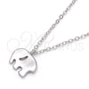 Sterling Silver Pendant Necklace, Elephant Design, Polished, Rhodium Finish, 04.337.0014.16 (01 MM Thickness, 16 Inches Length)