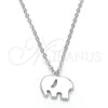 Sterling Silver Pendant Necklace, Elephant Design, Polished, Rhodium Finish, 04.337.0014.16 (01 MM Thickness, 16 Inches Length)