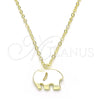 Sterling Silver Pendant Necklace, Elephant Design, Polished, Golden Finish, 04.337.0014.1.16 (01 MM Thickness, 16 Inches Length)