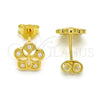 Sterling Silver Stud Earring, Flower Design, with White Micro Pave, Polished, Golden Finish, 02.292.0010.1
