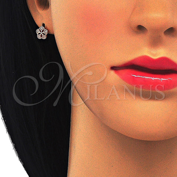 Sterling Silver Ring — Stud Earring Flower Design with White Micro Pave — alternate product view — SKU 123295 | Plata 925 anillo — Stud Earring flor diseño with blanco Micro Pave — SKU 123295